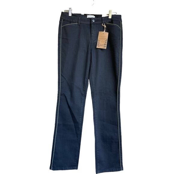 NWT, Coldwater Creek, Size 6, Black Jeans, Straight Leg, Contrast Piping - Picture 1 of 8
